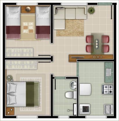 casa pequena com dois quartos
