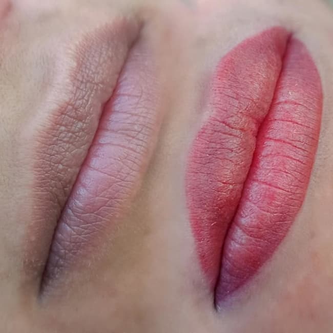 micropigmentacao labial em tom de rosa