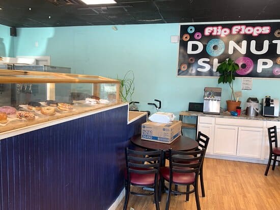loja de donuts simples com parede azul