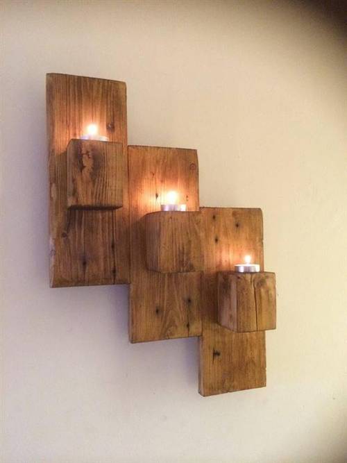 porta velas de parede em madeira