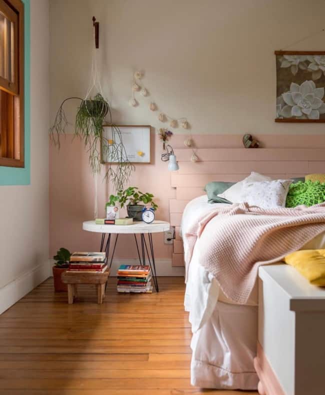 decoracao simples de quarto com rosa pastel