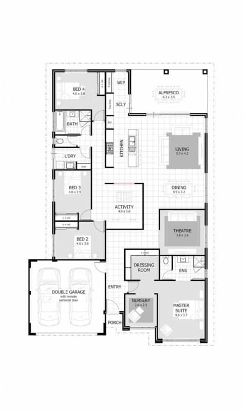 Modelo de casa terrea com quatro quartos