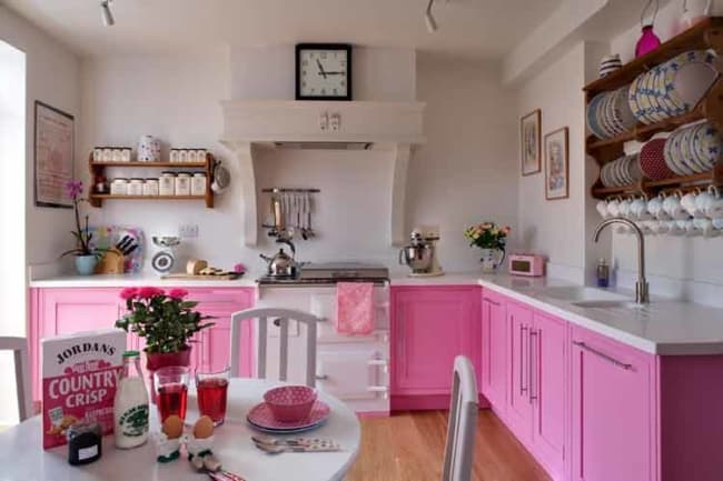 armário rosa pink cozinha