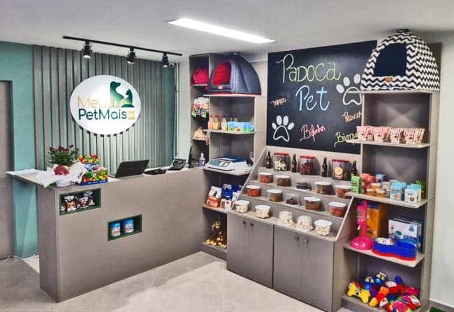pet shop pequeno com decoracao moderna
