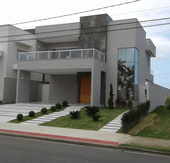 casa moderna com fachada cinza