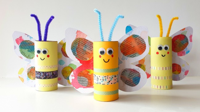 ideias de borboletas com rolo de papel higienico