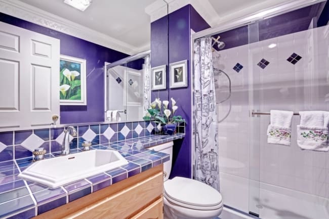 banheiro cor violeta