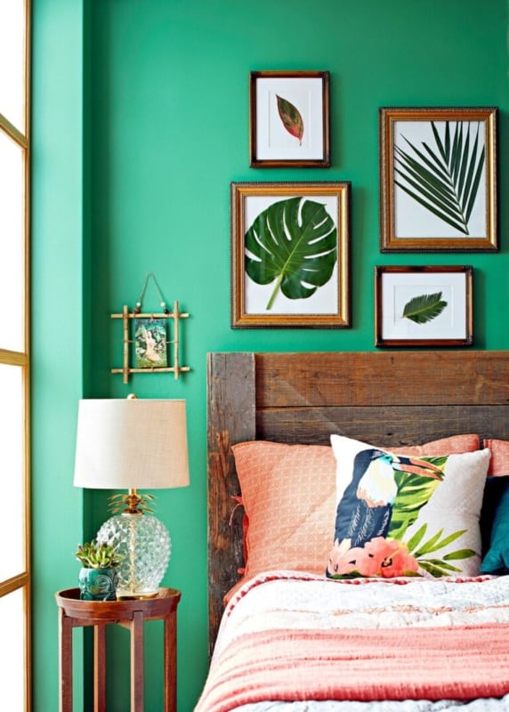 decoracao de quarto em cor pessego e verde