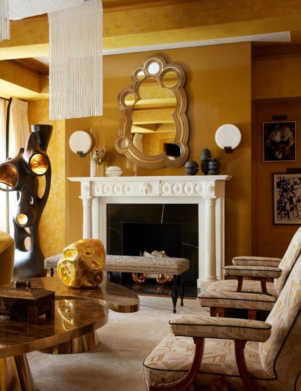 Sala luxo em cor mostarda