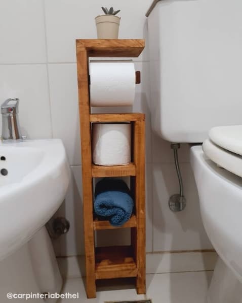 porta papel higienico de chao em madeira