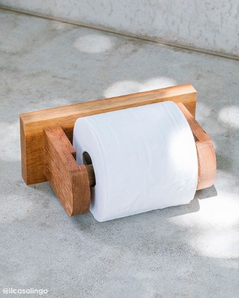 porta papel higienico simples de madeira