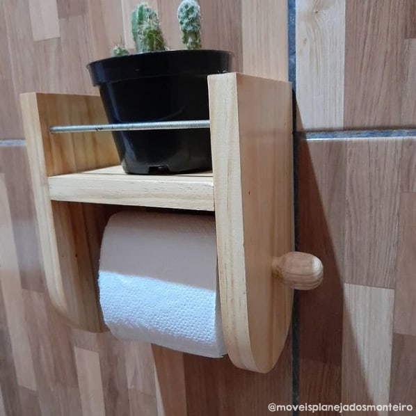 suporte de papel higienico de madeira