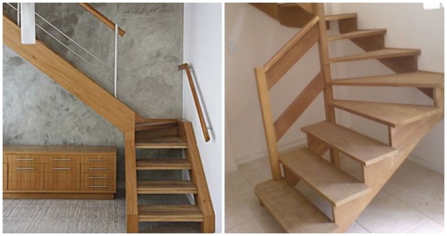 escada leque de madeira