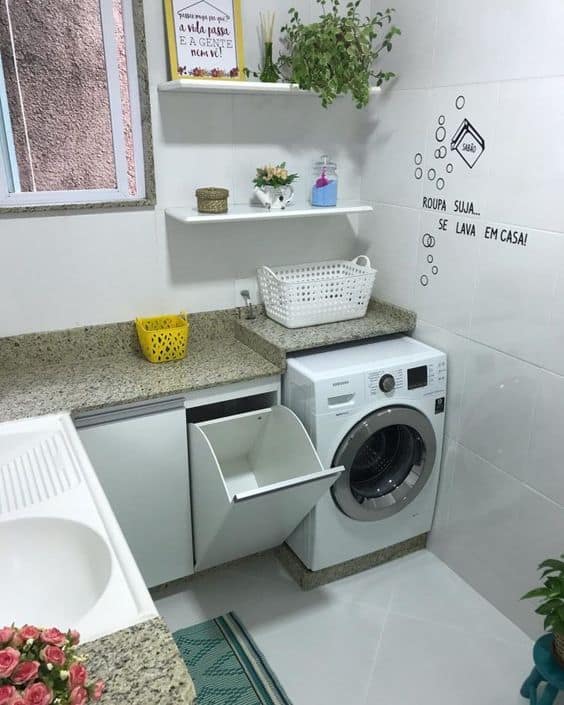 lavanderia simples com adesivo de parede