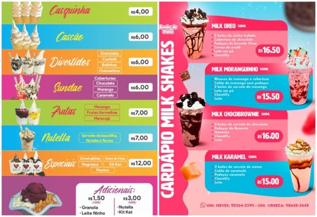 6 layout de cardapio de sorvete