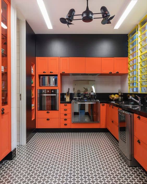 10 cozinha moderna com armarios laranja