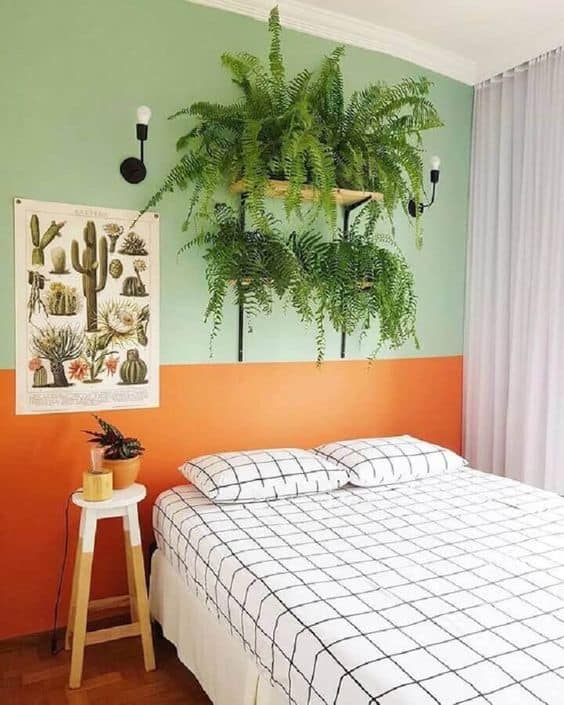 23 quarto decorado em laranja e verde