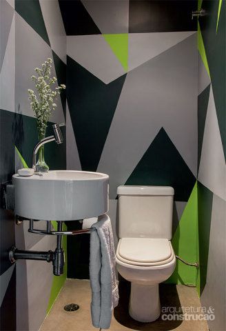46 lavabo moderno com detalhes em verde limao