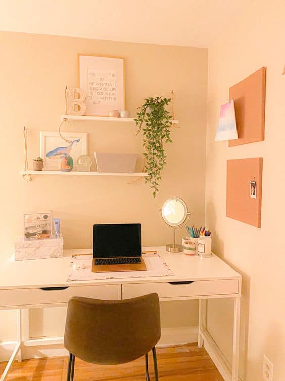 31 home office com escrivaninha simples com gavetas