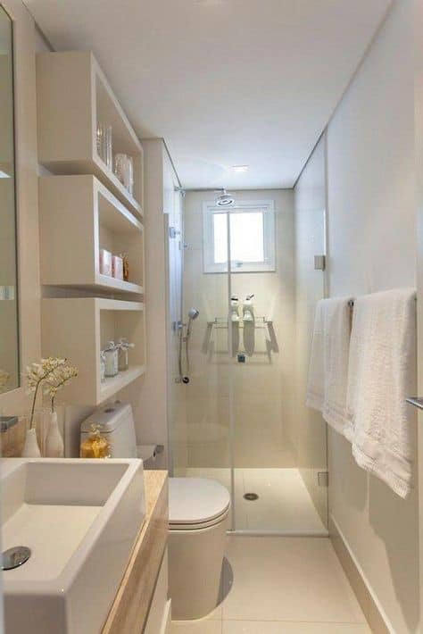 40 banheiro pequeno com tons off white