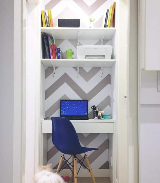 43 home office com escrivaninha simples pequena