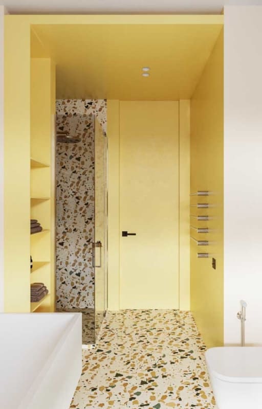 54 projeto de banheiro com amarelo pastel