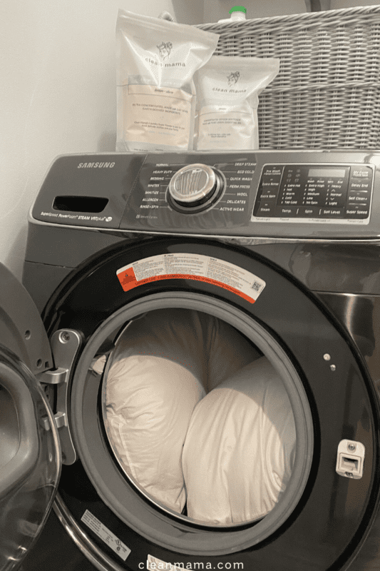 Put Pillows in Washer Clean Mama