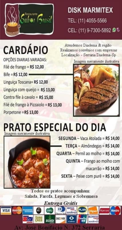 r79e SABOR Brasil DISK Marmitex menu