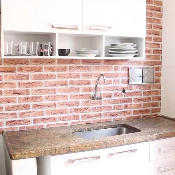 12 cozinha com adesivo de parede de tijolinhos aparentes
