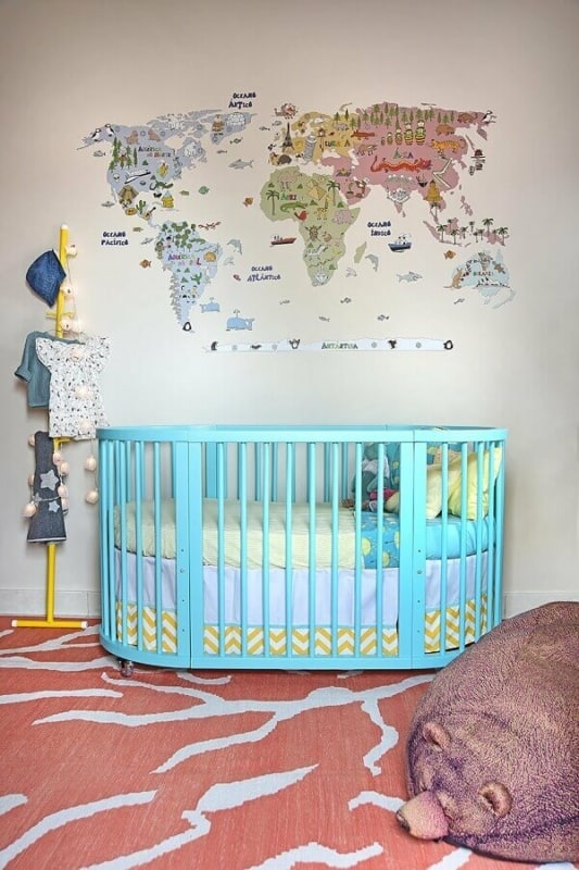 14 quarto de bebe com adesivo de parede mapa mundi