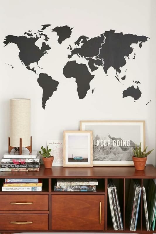 15 decoracao com adesivo de parede mapa mundi