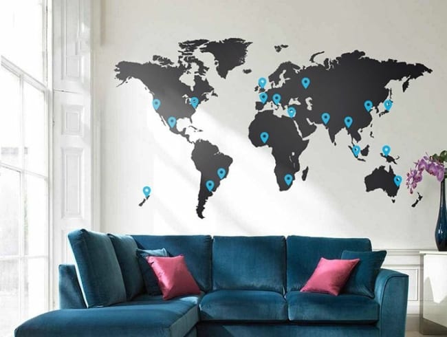 16 adesivo de parede criativo de mapa mundi