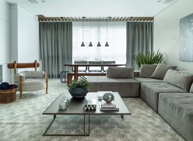 20 sala moderna com sofa modulado em L