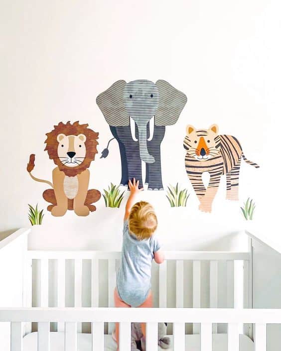 53 quarto de bebe com adesivos safari