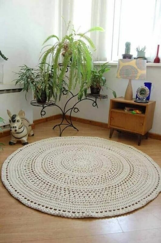11 decoracao com tapete simples de croche