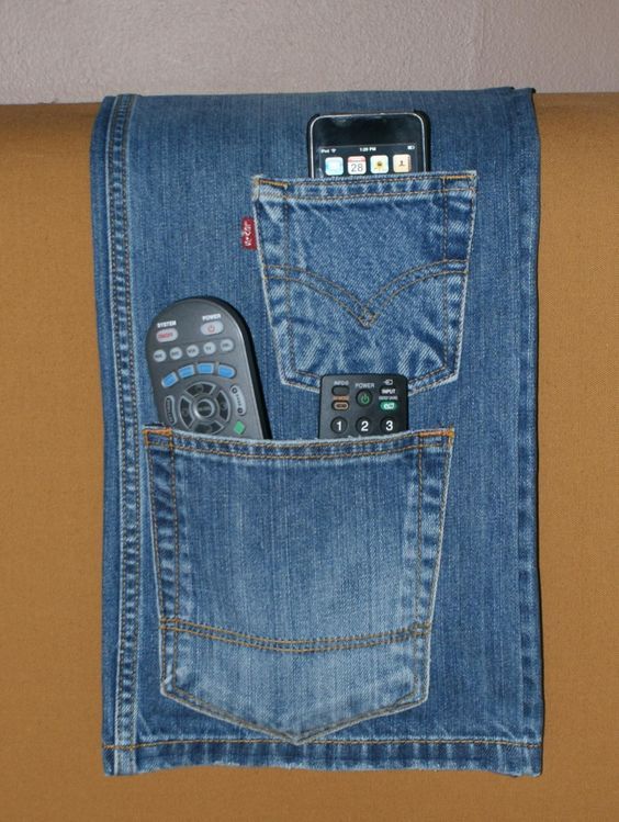 13 porta controle remoto em tecido jeans
