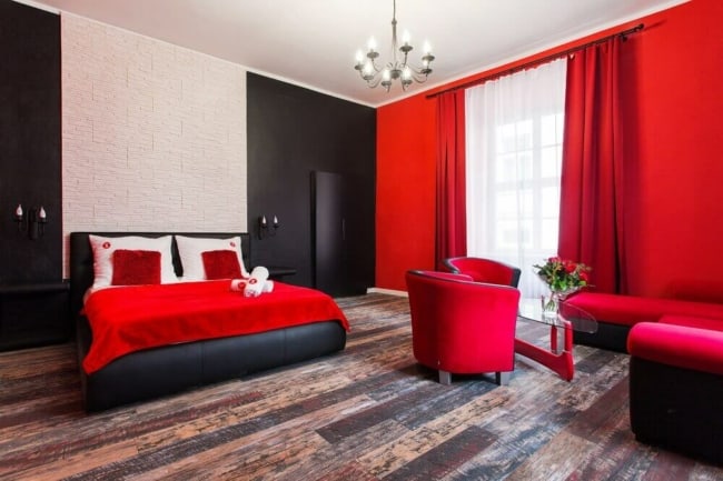 19 quarto moderno vermelho e preto