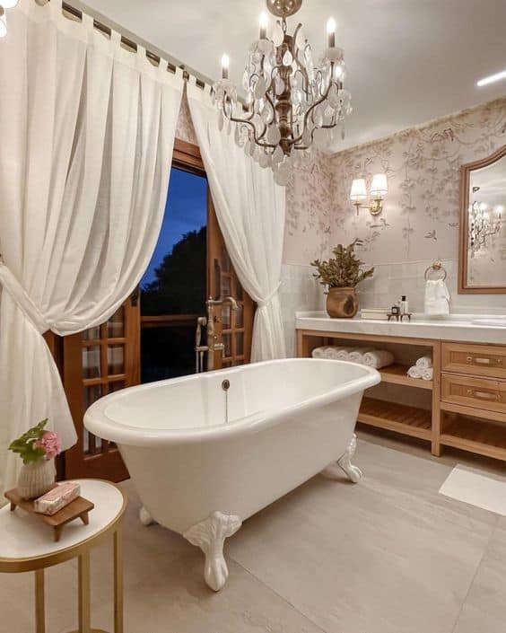 2 banheiro de luxo com banheira vitoriana branca
