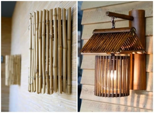 24 luminaria de parede em bambu