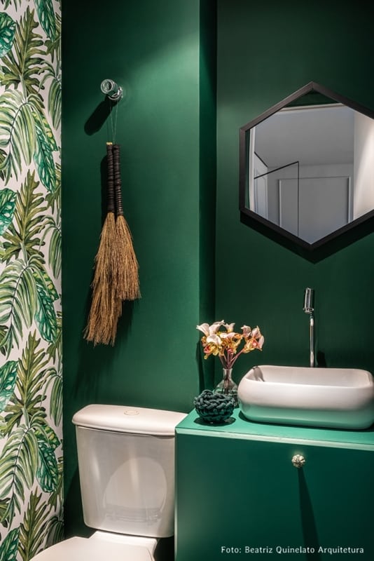 4 lavabo verde com cuba de apoio retangular