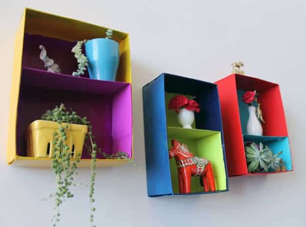 4 nichos simples com caixas de papelao Artesanato Total