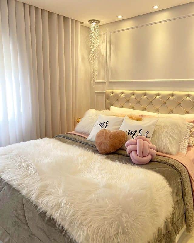 45 cama decorada com pelego branco Pinterest
