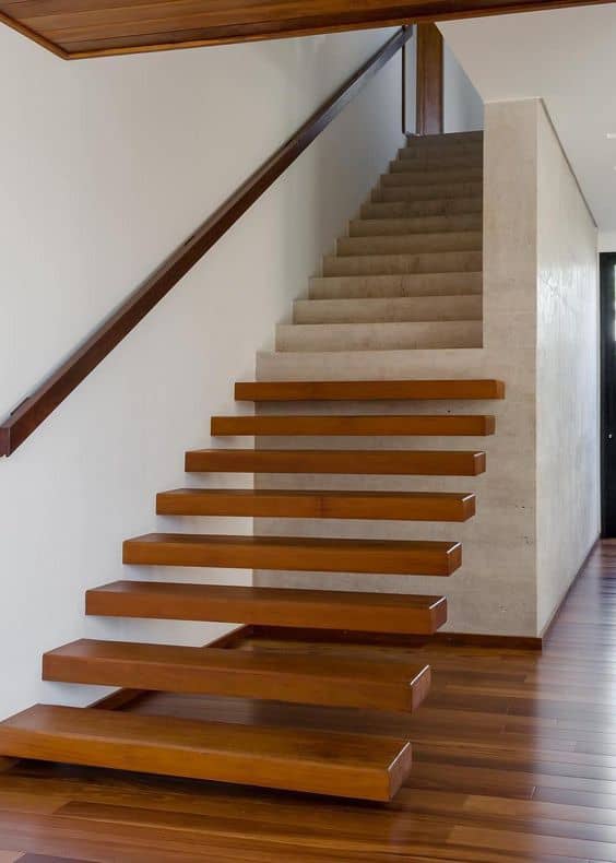 5 escada moderna com corrimao de madeira