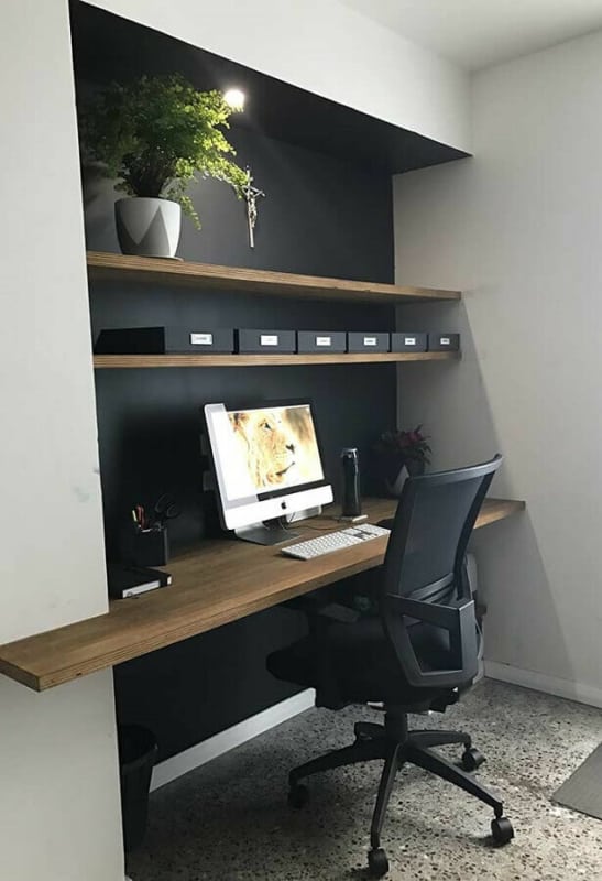 8 decoracao moderna de escritorio simples com parede preta