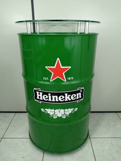 Mesa de Tambor com Vidro Heineken