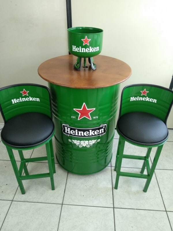 Mesa de Tambor de Ferro Heineken