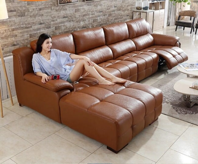 Sof da sala de estar conjunto sof s couro genu no real sof sal o reclin jpg Q90 jpg