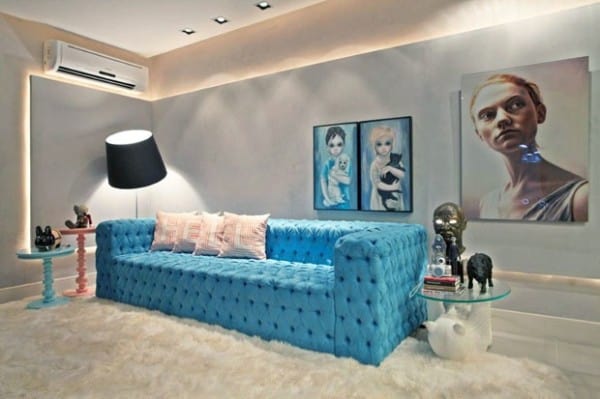 Sofa Capitone Moderno azul