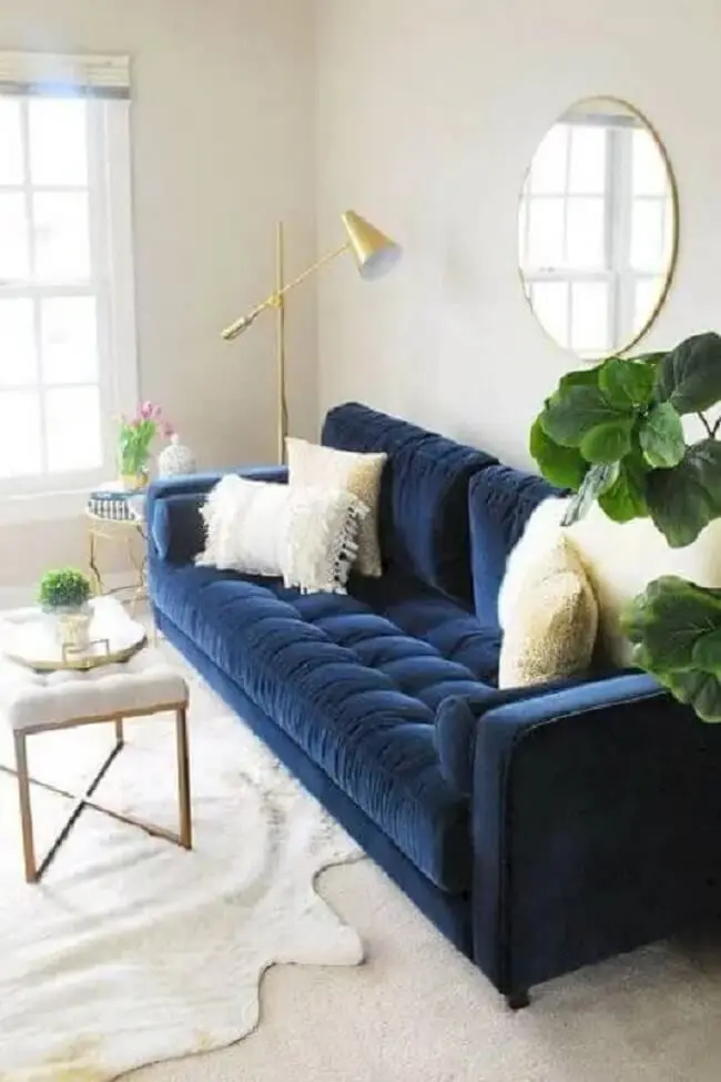 Sofa Capitone Suede azul modelos