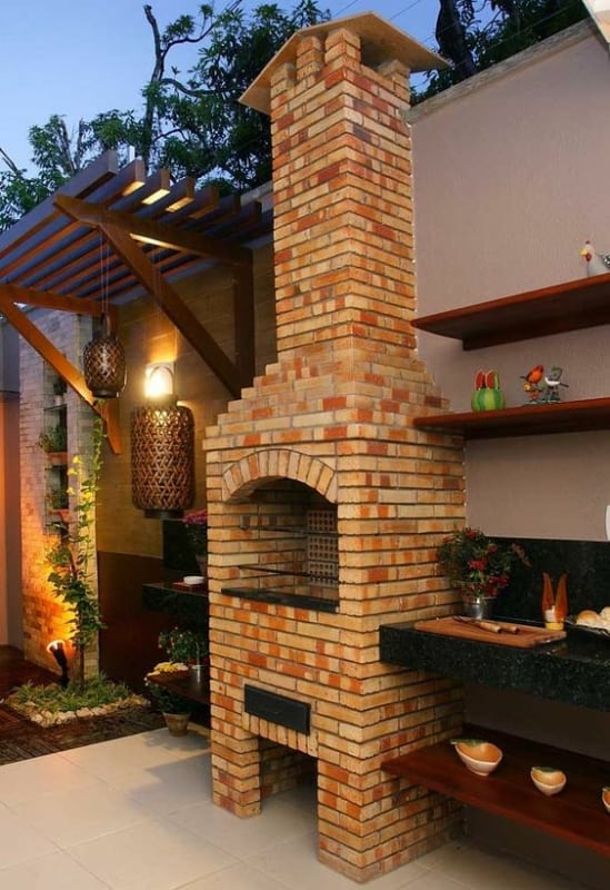 15 area externa com churrasqueira tradicional de tijolos Decor Facil